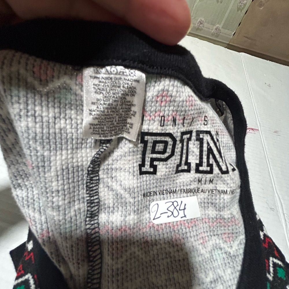 PINK Victoria's Secret Black and Red Patterned Onesie - Picture 9 of 9